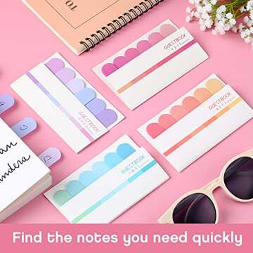 Marspark 960 Pcs Sticky Index Tabs 3 Inch Book Page Sticky Note Tabs, Writable and Adhesive Page Labels Marker Rainbow Colored and Flags for Annotating Books Notebooks Classify Files(8 Sets)