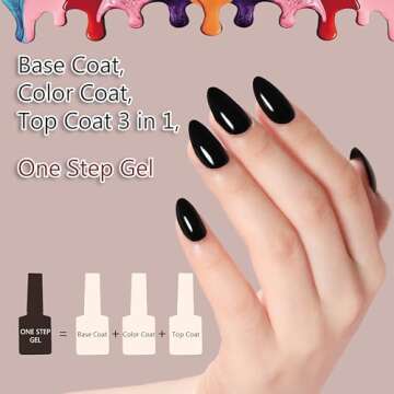 FZANEST Black and White Top Coat For Chrome Nail Powder, 15ml Base Top Color 3 in 1 Step Gel Nail Po...