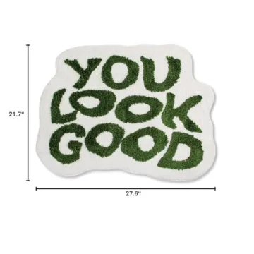 MSTOFFY You Look Good Bath Mat Pink Cute Bathroom Rugs for Girls Microfiber Funny Shower Preppy Bathroom Decor Non-Slip Washable Mat (Green)