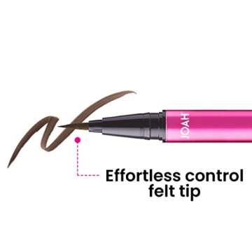 JOAH Line Up Liquid Eyeliner with Precision Felt Tip, Fast-Drying & Waterproof, Long Lasting, Smudge Proof Eye Liner, Effortless Control, Biotin Infused, Brown