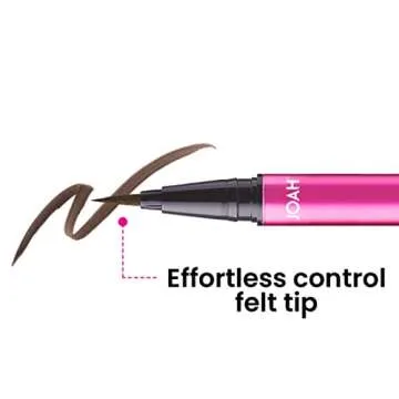 JOAH Line Up Liquid Eyeliner with Precision Felt Tip, Fast-Drying & Waterproof, Long Lasting, Smudge Proof Eye Liner, Effortless Control, Biotin Infused, Brown