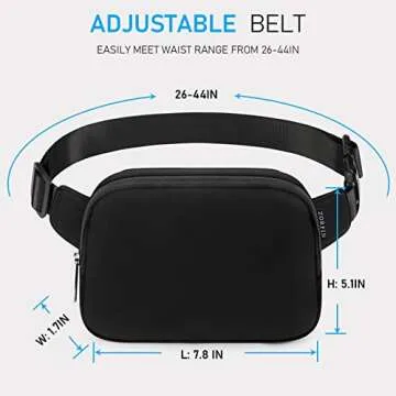 ZORFIN Belt Bag for Women Men Fashionable Crossbody Fanny Packs for Women with Adjustable Strap for Hiking Running Travel（Black）