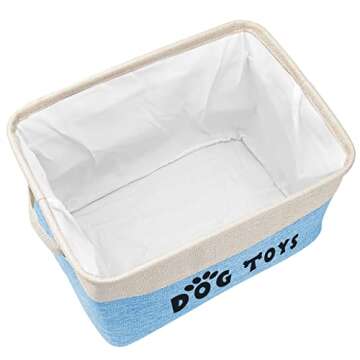 PET ARTIST Dog Toy Basket, Collapsible Dog Toy Bin Box with Comfortable Handles, Large Pet Toy Stora...