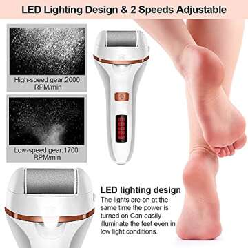 MOREVAC Electric Foot File Callus Remover, Rechargeable Pedicure Tools Foot Care Kit, Callus Remover...
