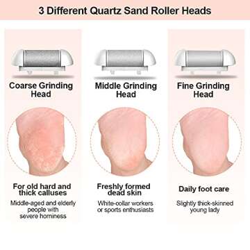 MOREVAC Electric Foot File Callus Remover, Rechargeable Pedicure Tools Foot Care Kit, Callus Remover for Feet with 3 Roller Heads,2 Speed, Display for Remove Cracked Heels Calluses and Hard Skin