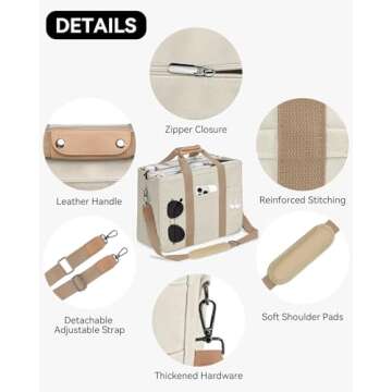 VOFANK Canvas Tote Bag for Women Large Tote Bag with Zipper and Compartments Work Bag Crossbody Shoulder Bag Travel Handbag (Light Khaki, L)