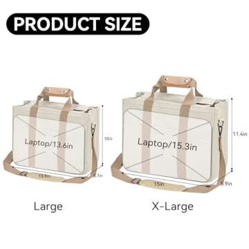 VOFANK Canvas Tote Bag for Women Large Tote Bag with Zipper and Compartments Work Bag Crossbody Shoulder Bag Travel Handbag (Light Khaki, L)