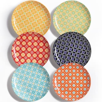 Metahom 10" Ceramic Dinner Plates Set - Colorful & Microwave Safe