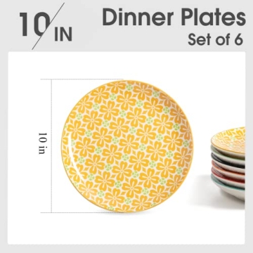 Metahom Colorful 10" Dinner Plates Set - Dishwasher Safe