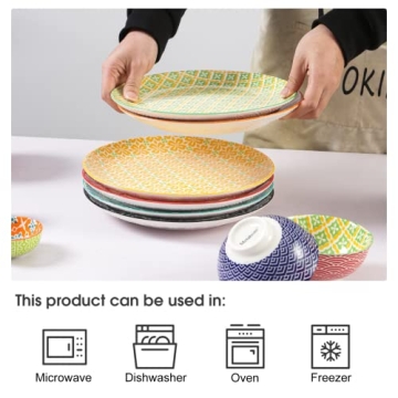 Metahom Colorful 10" Dinner Plates Set - Dishwasher Safe