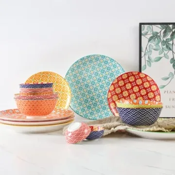 Metahom Colorful 10" Dinner Plates Set - Dishwasher Safe