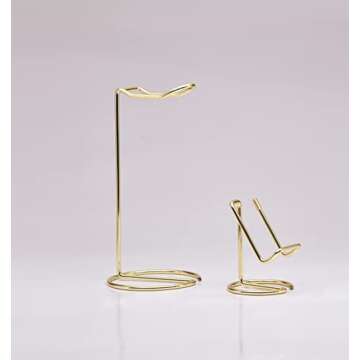 JIARI Headphones Stand and Cell Phone Stand Desktop Metal Holder Accessories 2pcs Set (Gold)