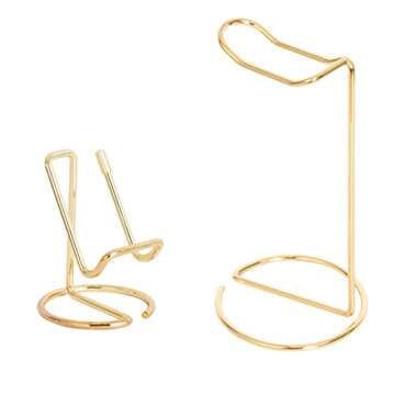 JIARI Headphones Stand and Cell Phone Stand Desktop Metal Holder Accessories 2pcs Set (Gold)