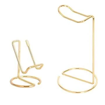 JIARI Headphones Stand and Cell Phone Stand Desktop Metal Holder Accessories 2pcs Set (Gold)