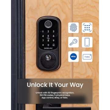 DESLOC B200 Fingerprint Smart Door Lock, Keyless Entry Door Lock, App Control, Smart Locks for Front...