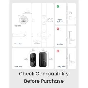 DESLOC B200 Fingerprint Smart Door Lock, Keyless Entry Door Lock, App Control, Smart Locks for Front Door, Smart Deadbolt Lock, Touchscreen Keypad, Emergency Power Port, 12 Months Battery, IP54