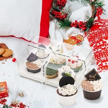 Cedilis Clear Cupcake Boxes with Ribbon for Treats