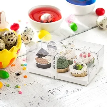 Cedilis Clear Cupcake Boxes with Ribbon for Treats