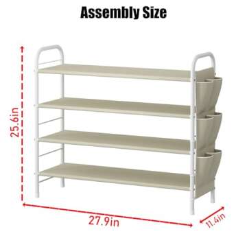 SUOERNUO Shoe Rack 4 Tier Metal Organizer for Entryway