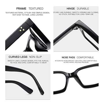 Kursan Classic Non Prescription Clear Lens Glasses for Women Men Thick Square Frame Eyeglasses (2 Pack Bright Black+Transparent)