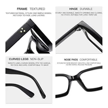 Kursan Classic Non Prescription Clear Lens Glasses for Women Men Thick Square Frame Eyeglasses (2 Pack Bright Black+Transparent)