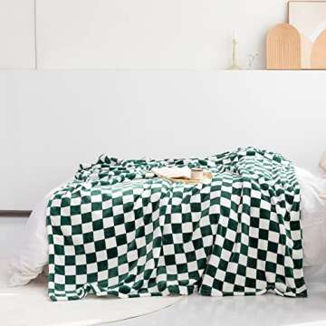 LOMAO Throw Blankets Flannel Blanket with Checkerboard Grid Pattern Soft Throw Blanket for Couch, Be...