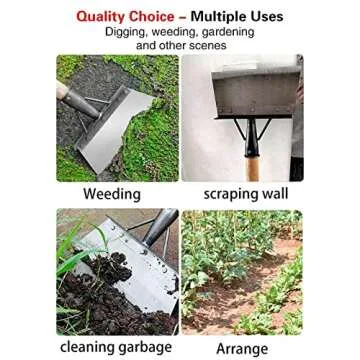 Multifunctional Cleaning Shovel, Square Garden Spade Shovel - Manganese Steel Flat Shovel Not Include Pole, 8-12" Heavy Duty Garden Tool for Digging, Lawn Edging, and Weed Removal - Silver (20CM)