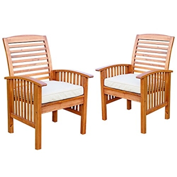 Walker Edison Durable Acacia Wood Outdoor Dining Chairs