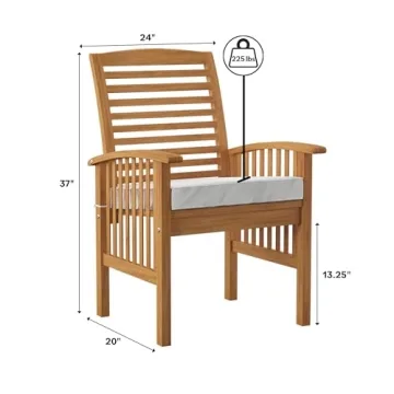 Walker Edison Durable Acacia Wood Outdoor Dining Chairs