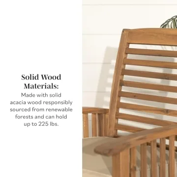 Walker Edison Durable Acacia Wood Outdoor Dining Chairs