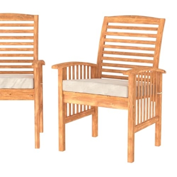 Walker Edison Durable Acacia Wood Outdoor Dining Chairs