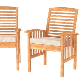 Walker Edison Durable Acacia Wood Outdoor Dining Chairs
