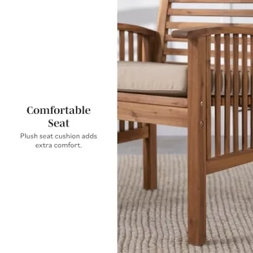 Walker Edison Durable Acacia Wood Outdoor Dining Chairs