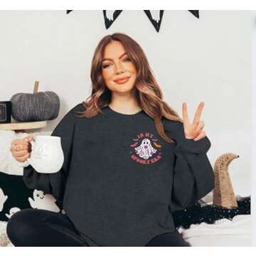 LUKYCILD Halloween Sweatshirt Women In My Spooky Era Sweatshirts Cute Ghost Shirt Spooky Season Long...