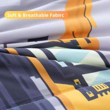 Cokouchyi Full Size Comforter Set for Boys, 5-Piece Bed in a Bag, 3D Construction Bedding Comforter Sheet Set, Ultra Soft and Fluffy, Cartoon Truck Cars