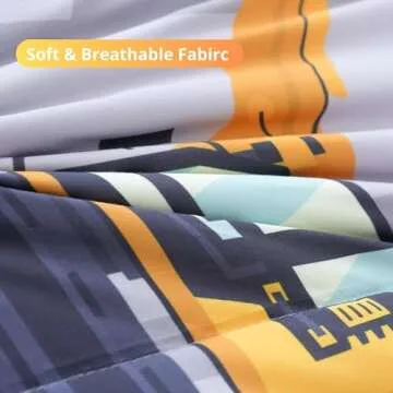 Cokouchyi Full Size Comforter Set for Boys, 5-Piece Bed in a Bag, 3D Construction Bedding Comforter Sheet Set, Ultra Soft and Fluffy, Cartoon Truck Cars