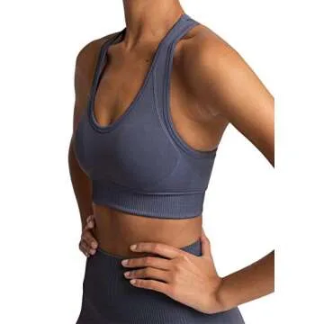 MEIVSO Women's 2 Piece Workout Outfits Sports Bra Seamless Leggings Yoga Gym Activewear Set Grey S