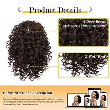 PEACOCO Short Afro Curly Ponytail Hair Piece for African American Women Ponytail Extension 10 Inch C...
