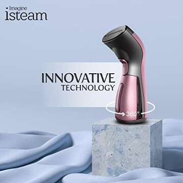 iSteam Steamer for Clothes Wrinkle Remover Luxury Edition: Revolutionary Portable Mini Ironing Machine, Comfort Hand Held Steamer & Ultimative portable humidifiers for travel (Pink)