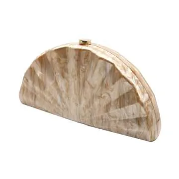 PENGZHI Women Fan Shell Acrylic Clutch Purse Marble Evening Bag Unique Handbag Cute Shell Clutch Wed...