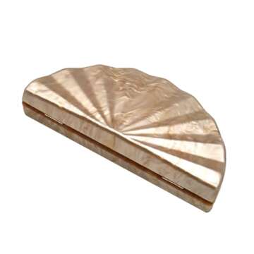 PENGZHI Women Fan Shell Acrylic Clutch Purse Marble Evening Bag Unique Handbag Cute Shell Clutch Wedding Purse for Party Cocktail, Brown