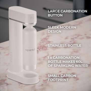 Fizzit Spärklï Carbonated Water Soda Maker with Stainless Steel Bottle Included,Dishwasher Safe