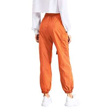 Floerns Women's Drawstring Pockets Casual Neon Joggers Baggy Cargo Pants A Orange L