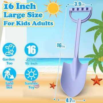 Jumbo 3 Pack Shovels for Kids and Adults - 16 Inch Sand Tool
