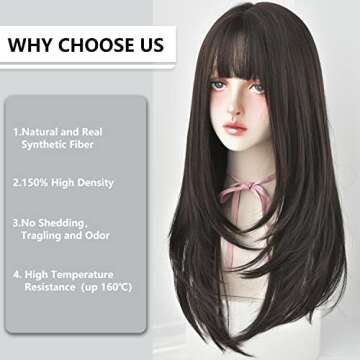 7JHH WIGS Long Straight Synthetic Hair Wig for Women