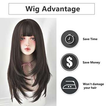 7JHH WIGS Long Straight Synthetic Hair Wig for Women