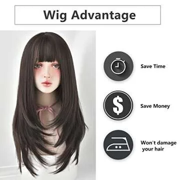 7JHH WIGS Long Straight Synthetic Hair Wig for Women