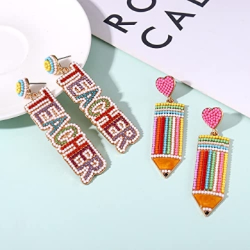 Stunning Beaded Pencil Earrings for Teacher Gifts