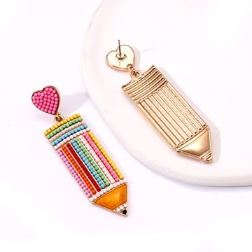 Stunning Beaded Pencil Earrings for Teacher Gifts