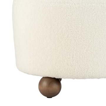 Sagebrook Home Beige Round Ottoman with Ball Feet Rubber Wood